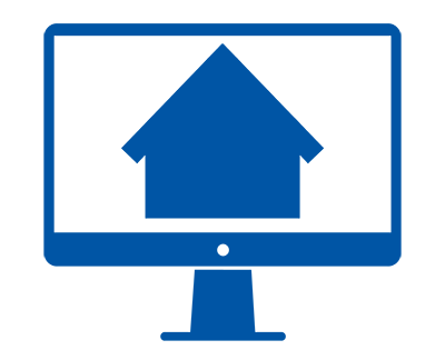 Icon of a computer monitor with a home icon in it